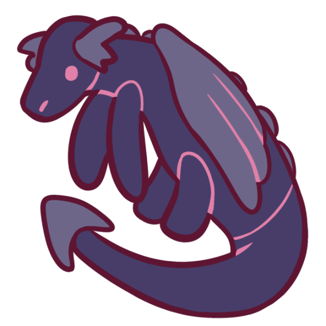 a plush black dragon. the image is pink-toned